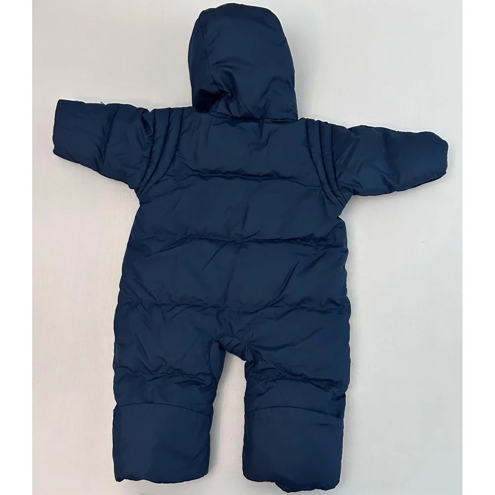 Columbia Snuggly Bunny Down Bunting Baby 6M Navy Hooded Puffer Snowsuit